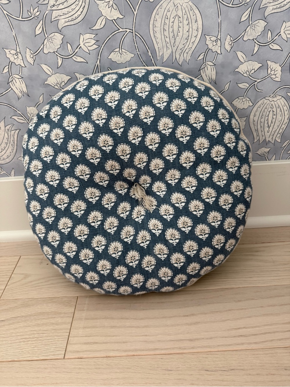 Threshold Blue and White Round Decorative Floor Pillow